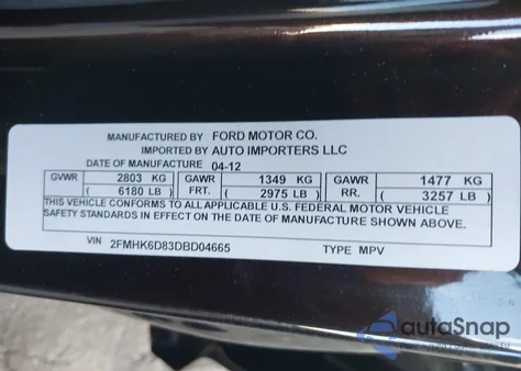 2013 Ford Flex Limited from USA, damaged, VIN 2FMHK6D83DBD04665
